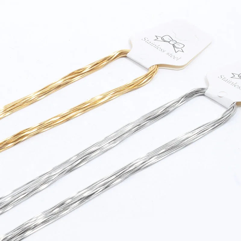 No Fade DIY 18K Gold Plated Stainless Steel Snake Chain Solid Bare Chain Basic Thin Chain Necklace for Women Girls