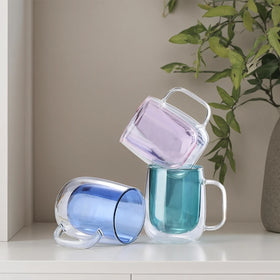 Custom High Borosilicate 12oz Double Wall Insulated Coffee Mug with Handle for Party Occasions