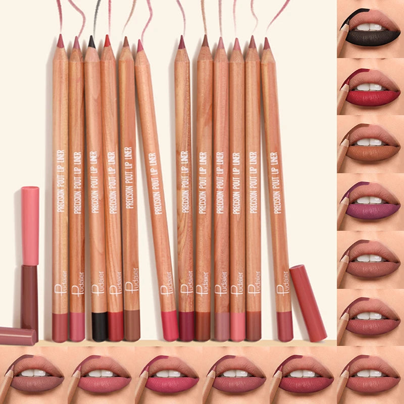 Free Sample OEM Wholesale 12 Color Lip Liner Set High Pigment Waterproof Vegan Smooth Matte Lipliner Pencil Private Label Makeup MegaBDM