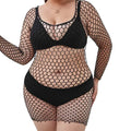 Fishnet Bodysuit  Mesh Babydoll  Long Sleeve Bodysuits Free Size Party Bodysuit for Women and Girls