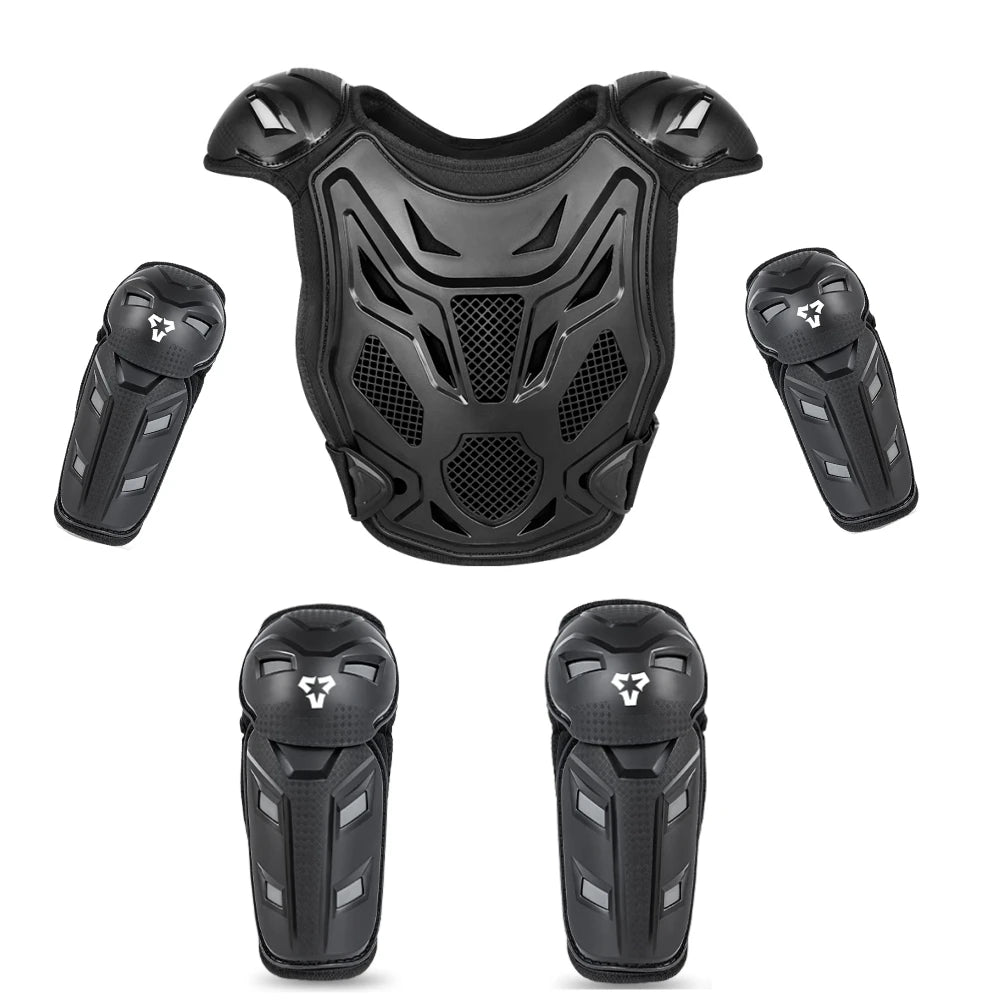 Childhood Protective Motocross Armor Vest Boys and Girls Skiing Skating Kid Motorcycle Gear with Breathable Elbow Knee Guard