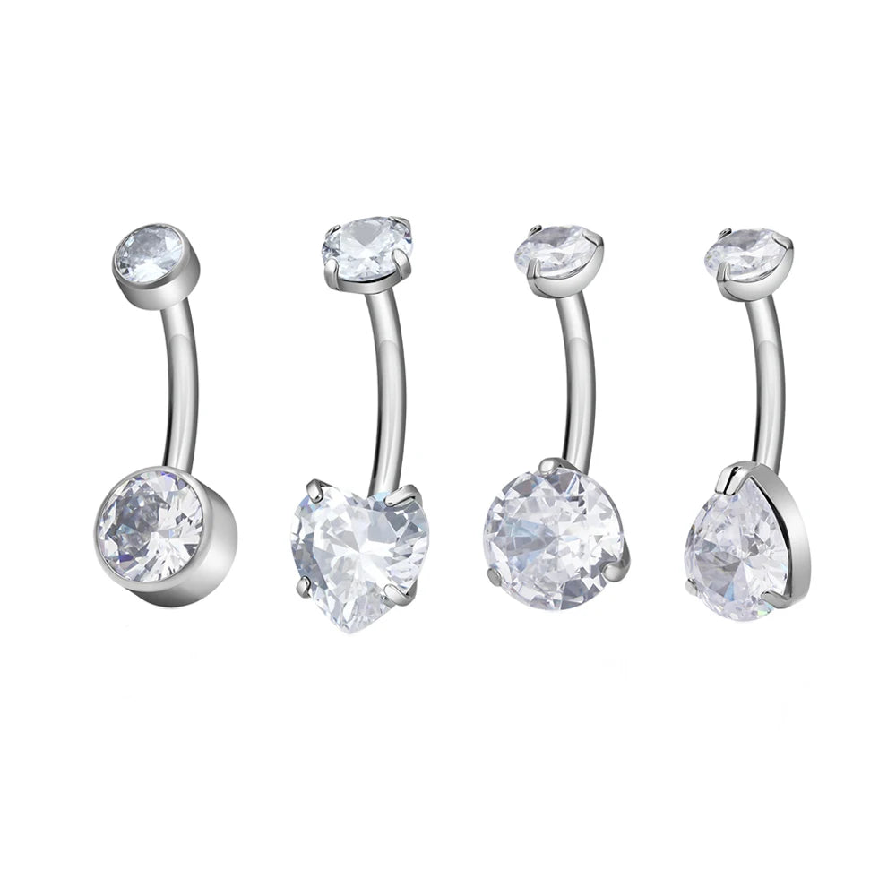 ASTM F136 Titanium 16G Navel CZ Inlay Internal Thread Eyebrow Belly Button Ring Earrings Women Body Piercing Jewelry