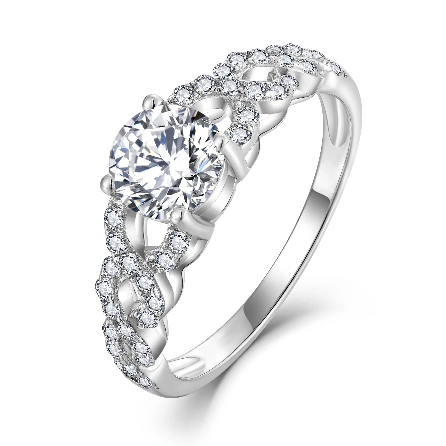 QX Custom OEM Supplier Jewelry Design Rhodium Plated Sterling Silver 925 White CZ Customized Wedding Engagement Rings