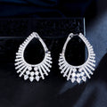 Sparkly Micro Pave Cubic Zircon Stone Silver Plated Women Big Dangle Drop Party Wedding Earrings with Safety Pin