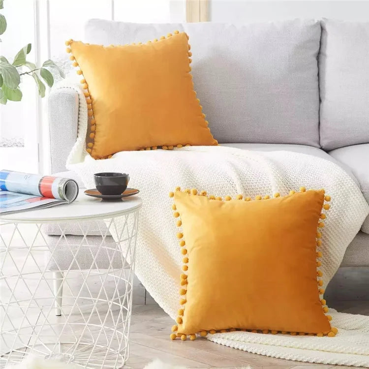 Hot Sale Antique Balling Lace Velvet Fluffy Faux Fur Lint Solid Color Stylish Floor Cushion Cover