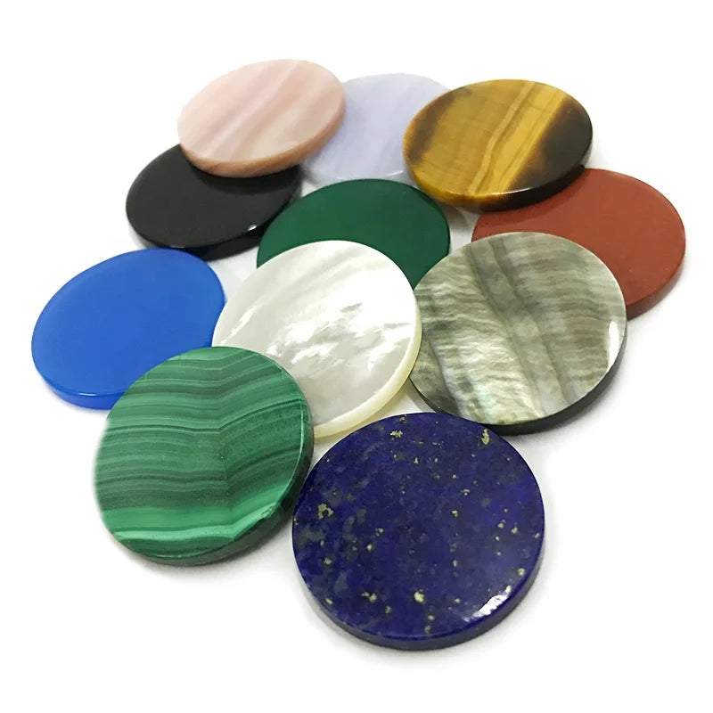 Stone Round Discs Loose Gemstone Beads Flat Discs Jewelry Stones for Making Earrings Custom Gemstone Beads