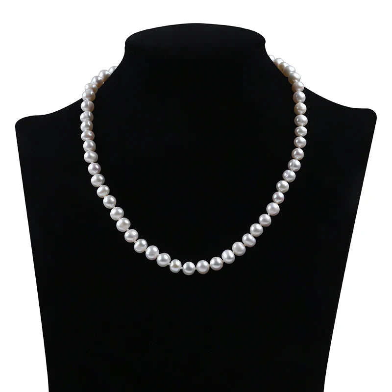 Latest Elegant 925 Sterling Sliver Freshwater Potato Pearl Necklace for Sale