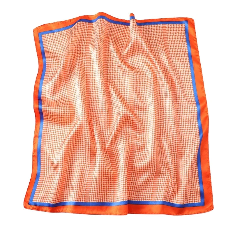 Custom Classic Houndstooth Scarf Satin Head Scarf Polyester Bandana for Women