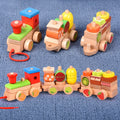 Montessori Fruit Train Set Shape Matching DIY Stacking Blocks Geometric Puzzle Tractor Educational Toys for Kids Boys Girls