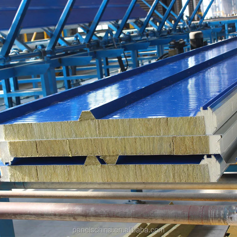 CE Certified Fireproof Sandwich Panel Roof Sheet 50mm 100mm 150mm Insulated Rock Wool Sandwich Panel for Roof Panel Sandwich