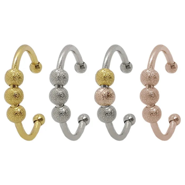 G826 Stainless Steel Jewelry Spinning Fidget Rings Frosted Gold-Plated Spin Ball Spinner Adjustable Anxiety Ring
