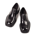 New Design Men's Genuine Leather Square Toe Derby Shoes First Layer Leather Comfortable Durable Lace-up Leisure Shoes Free Logo