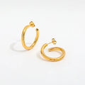 JOOLIM Jewelry PVD 18K Gold Plated Round Lines C Hoop Earring Stainless Steel Jewelry Fashion Jewelry
