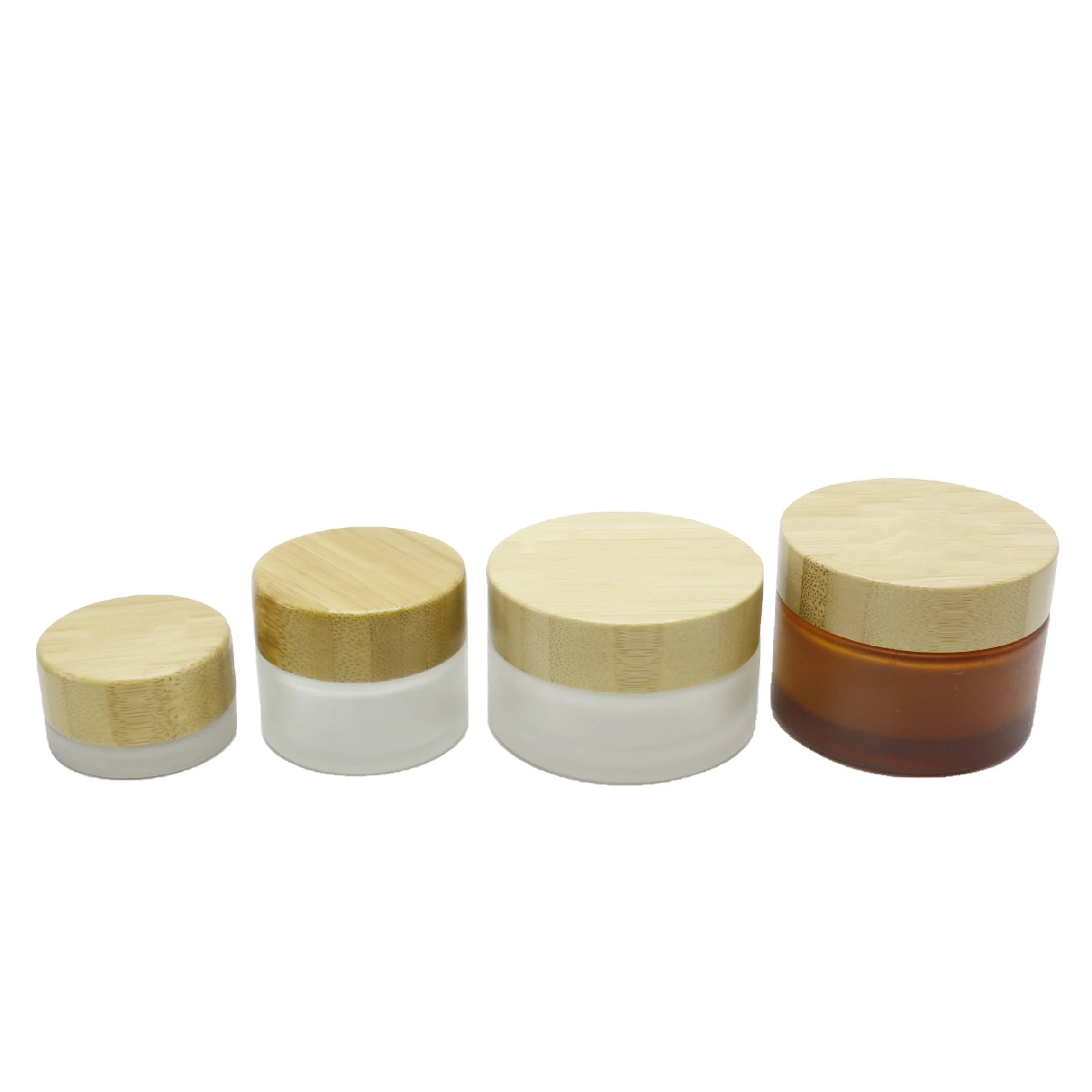 50g Cosmetic Frosted Glass Jar With Bamboo Wood Lid Bamboo Jars for Cream High Quality Bamboo Cosmetic Jar