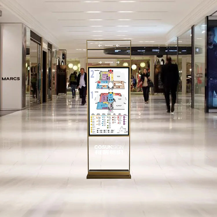 43 Inch Touchscreen Floor Stand Digital Signage Display Board with Magic Mirror Effect for Elevator Use