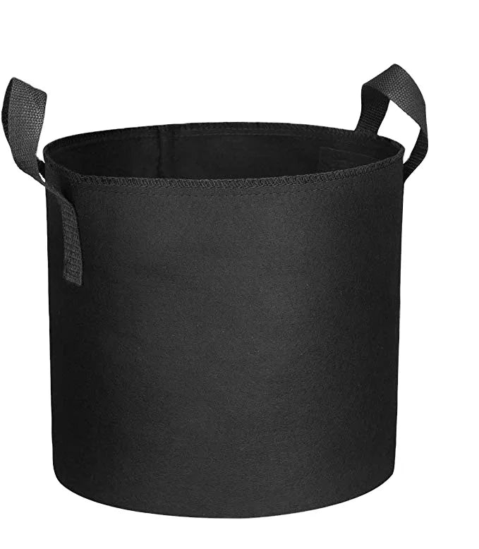 Black 5-Gallon Felt Grow Bags with Handles 300G Thickened Round Pattern Fabric Pots for Vegetable Growth