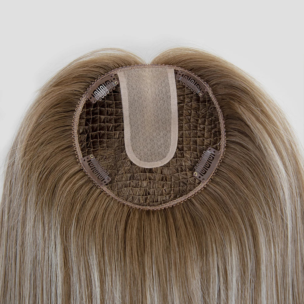 Salon Quality Silver Hair Topper Thin European Fringe Hair Toppers Pieces Fish Net Topper for Women Human Hair
