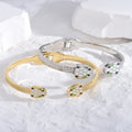 Newest Arrival Gold Plated Stainless Steel Cz Snake  Open Opal Snake Bangle  for Women Jewelry