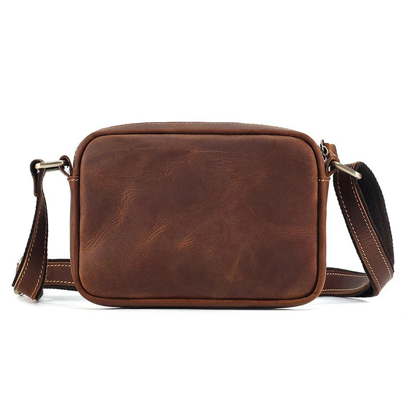 Custom Logo Vintage Genuine Leather Crossbody Sling Shoulder Messenger Bag for Men Durable Crazy Horse Leather Stylish Fashion