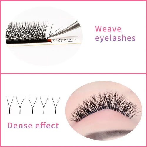 0.05mm YY Lash Eyelashes Braided Love Mesh Bloom Curl Lashes Eyelash Y Style Natural Easily Grafting B/C/D/DD Diameter Black Dd[