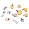 Wholesale Rose Gold Plated Stainless Steel Engravable Logo Pendant Oval Rectangle Heart Charm Children Customizable Brand Trendy