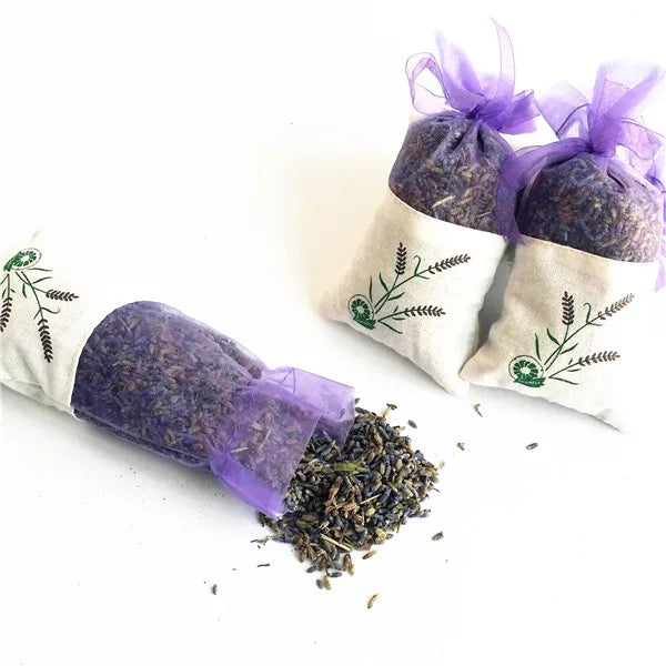 Customized Embroidery Splicing Organza Cotton Drawstring Bags Dried Lavender Scented Sachet