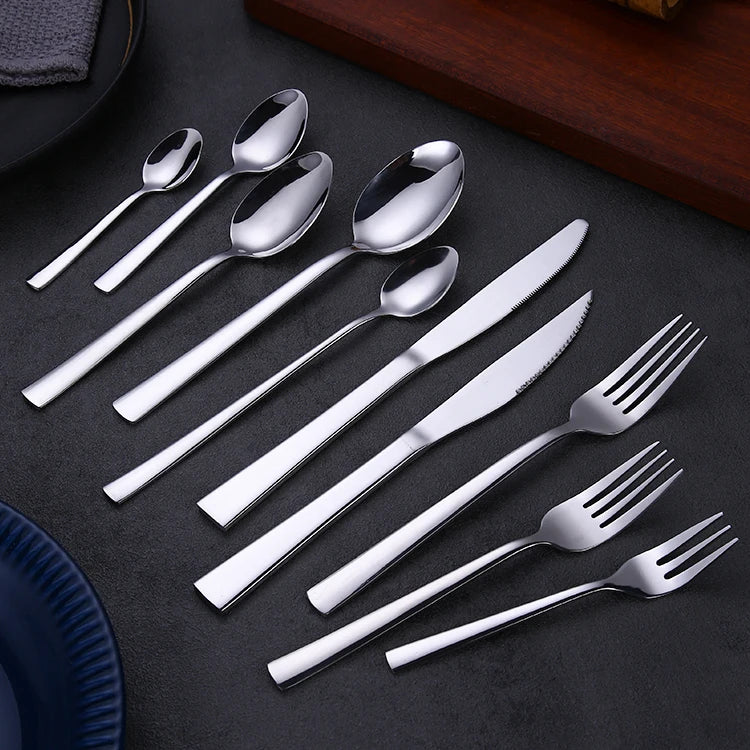 Classic Stainless Steel Silverware Set for Back to School-Restaurant Cutlery Tableware with Spoon Fork Flatware