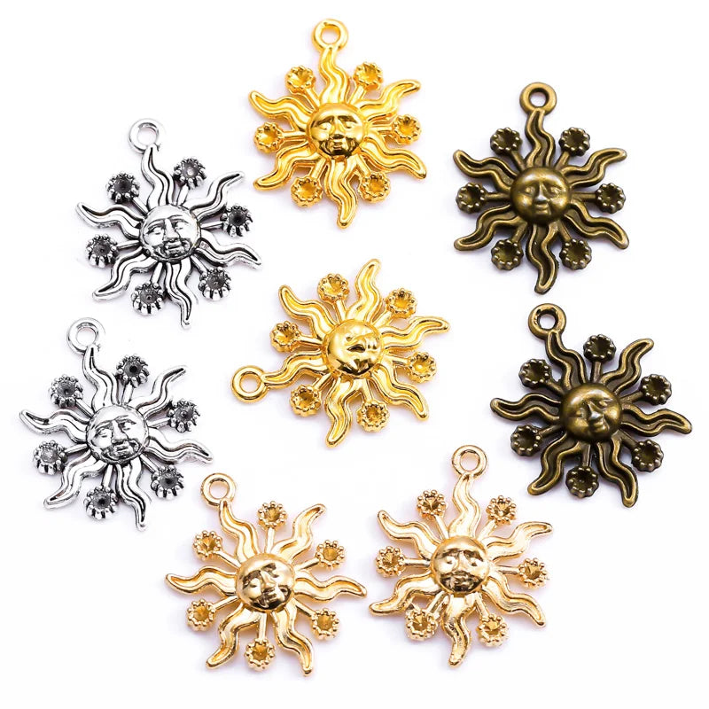 4 Colors Sun Charms DIY for Bracelet Necklace Pendant Handmade Jewelry Production 23*18mm L221