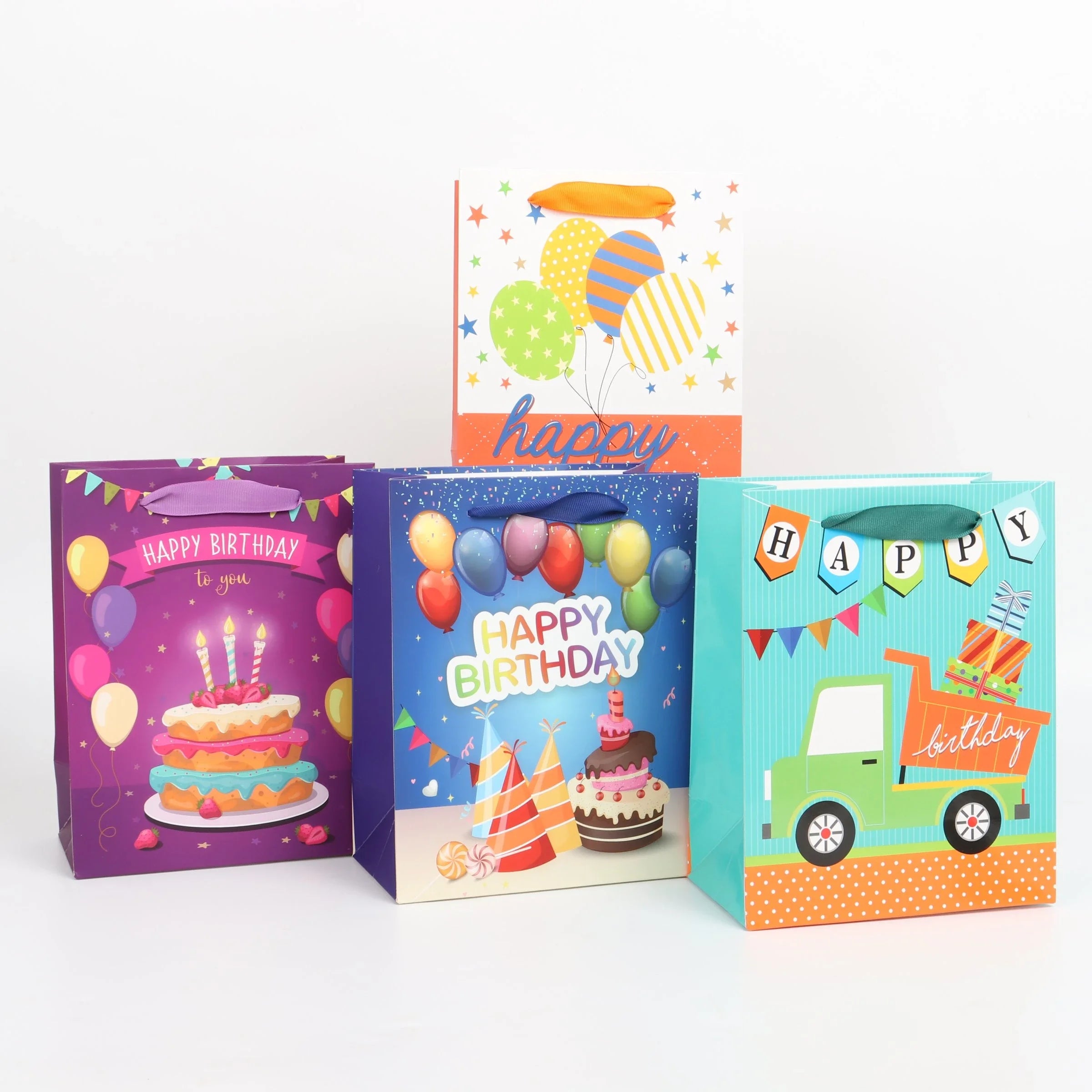 Hot Selling Custom Cartoon Printed Recyclable Kraft Paper Gift Bag with Handle for Birthday Party Celebration Present Packaging