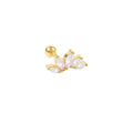 Rainbowking Hot New Product 925 Silver Color Diamond Crown Flower Piercing Thread Ear Bone Stud Jewelry