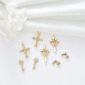 Cross Shape CZ Charms 14K Gold Plated Bling Cubic Zirconia Cross Pendant Women Jewelry Accessories
