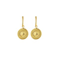 Hawaiian Style WAINA Stainless Steel round Gold Drop Earrings Classic Wedding Best Gift for Women Ladies Yellow Gold Material