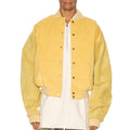 Customized Men's Windbreaker Jacket Yellow Suede Padding Breathable Woven Fabric Long Loose for Autumn & Winter Sports Size XL