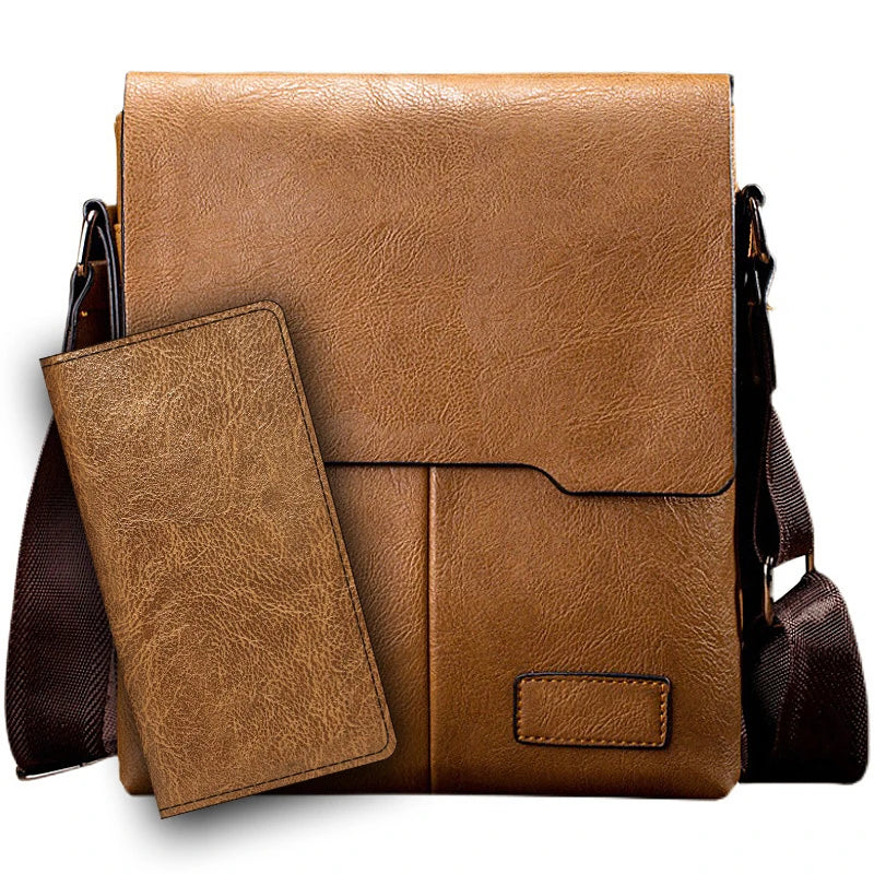 SG0399 Three Colors PU Leather Man Shoulder Bag with Short Long Purse MegaBDM