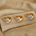 Minimalist Chic Jewelry Diamond Cubic Zirconia Asymmetrical Ring Tarnish Free Stainless Steel Gold Plated Gemstone Finger Ring