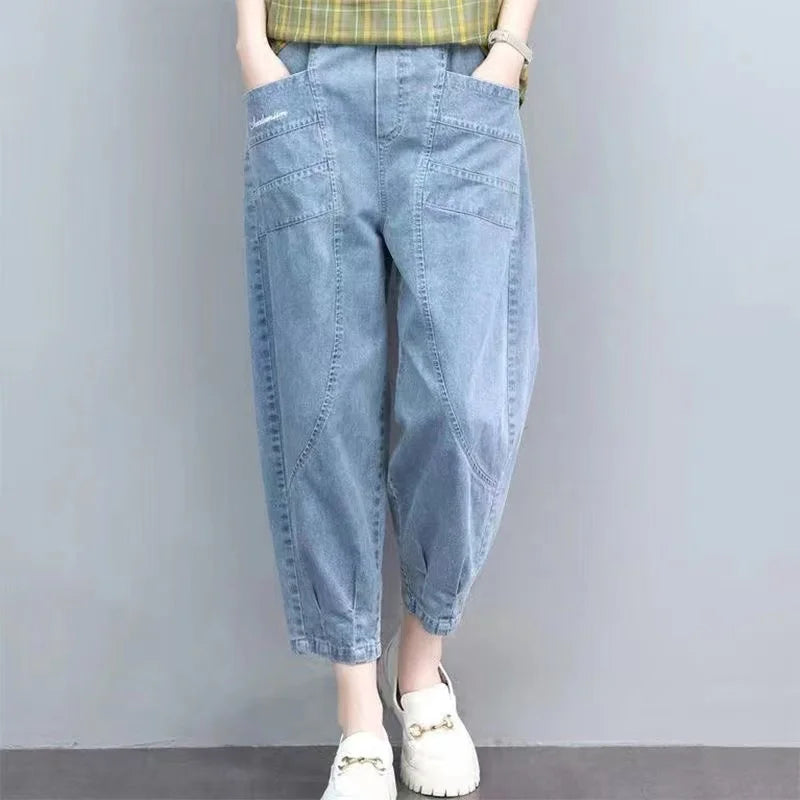 Boutique Wholesale 2025 Summer New Fashionable Loose Fit Slimming High Waist Casual Women's Jeans