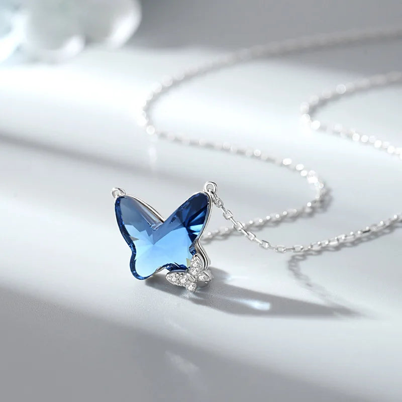 New Product Fine Schmetterling Crystal Sterling Silver 925  Fashion Jewellery Necklaces for Women Wholesale