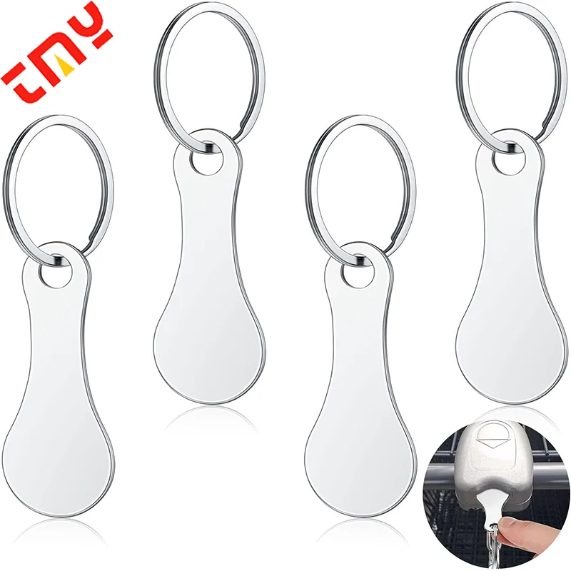 Custom 23MM Blank Black Sliver Token Keychain Coin Stainless Steel Shopping Cart Trolley  Tokens for Laser Engraving