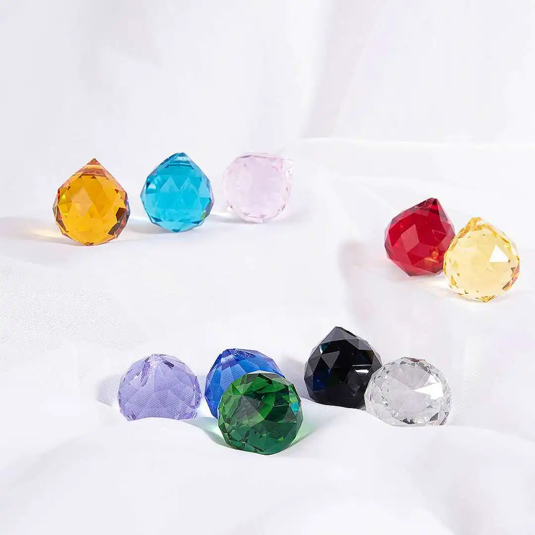 15mm 20mm 30mm 40mm 50mm 80mm 100mm Chandelier Color Prism clear Faceted Diamond Hanging Crystal Glass Balls With Holes