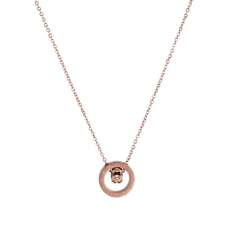 Necklace for Women Roman Numeral Circle Necklace Suitable for Daily LifeRetro Women Necklace with Cubic Zirconia
