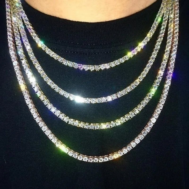 Luxury Men Women Hip Hop Iced Out Fine Jewelry 3MM 4MM 5MM Lab Diamond Silver Vvs Moissanite Tennis Chain Necklace