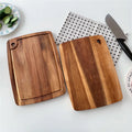 Kitchen Charcuterie Board Carving Tray Wooden Dinner Plates Laser Engraving Acacia Wood Cutting Boards With Juice Groove