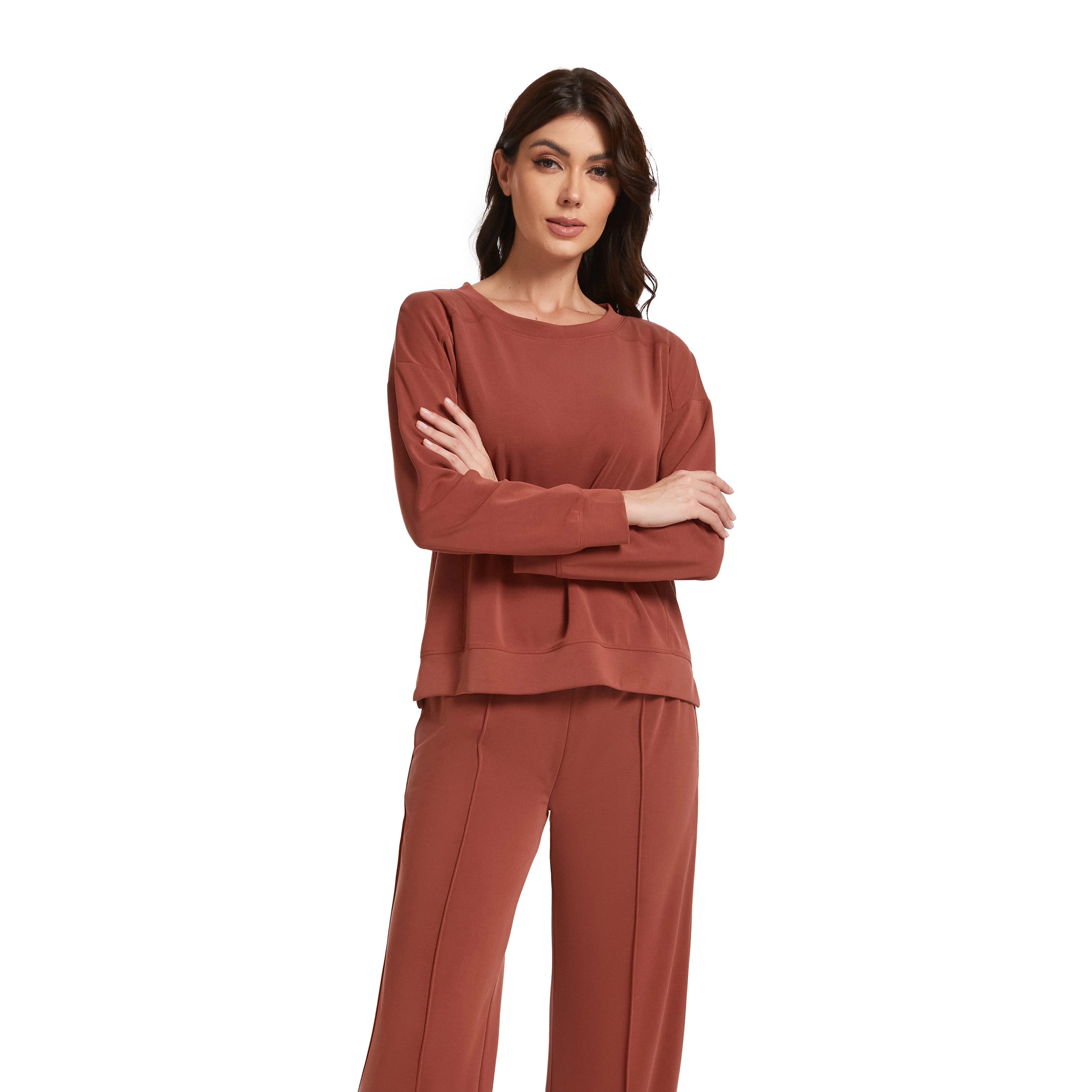 New Design Women Sleepwear Casual Pajamas Sets Long Sleeve Custom Bamboo Modal Pajamas Loungewear Set for Ladies