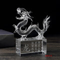EU Carved Crystal Glass Figurine Hand Blown Fengshui Dragon Chinese Zodiac Animal Sculpture Etched Fairy Theme Decoration