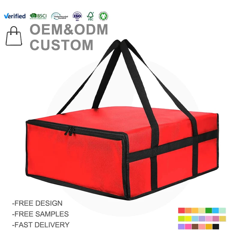 Large Insulated Pizza Carrier Bag 20x20 Food Bag for Personal or Professional Delivery for Beach Use