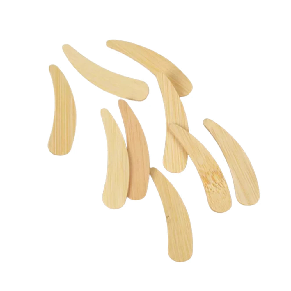 Eco-Friendly Natural Bamboo Wood and Plastic Miniature Spoons 6cm 7cm Facial Cream Spatula Beauty Tools for Massage and Makeup