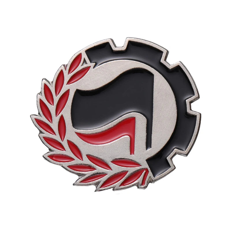 Anti Fascista Enamel Pins Custom Keep the Peace Black Red Flag Logo Brooches Lapel Badges Jewelry Gift for Friends