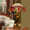 American Rural Luxury Retro Rose Decorative Large Table Lamp Tiffany's Stained Glass Table Lamp for Bedroom Living Room Office