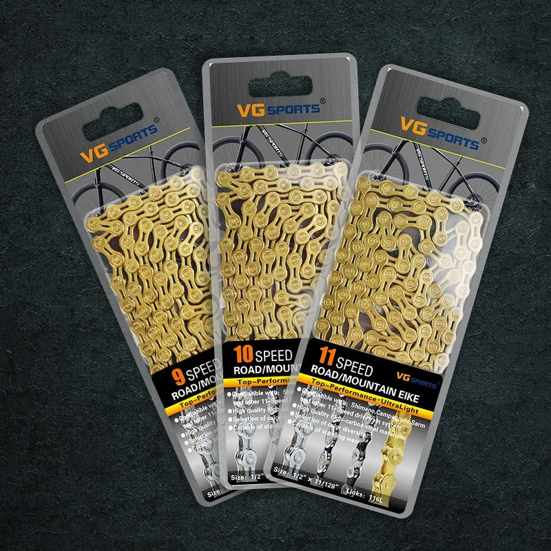 Wholesale Price 10s 116L Half Hollow Titanium Nitride MTB Mountain Road Bicycle Chain for Bicycle Parts