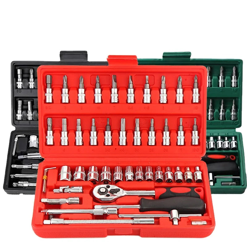 Set of 46-piece Set of Socket Wrench Fast Small Flying Car Maintenance Ratchet Screwdriver Combination Tools